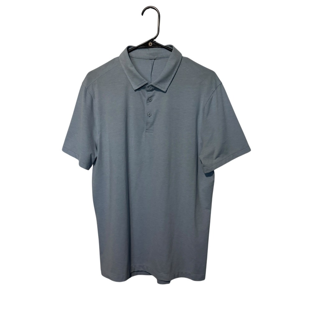 Lululemon Polo Shirt Mens Large Blue Golf Evolution Performance Stretch Slim Fit